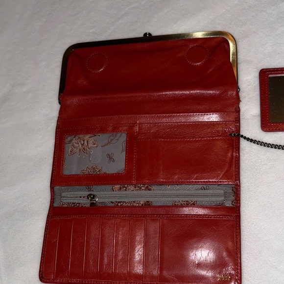 HOBO Red Leather Clutch with Gold Trim - Picture 5 of 12